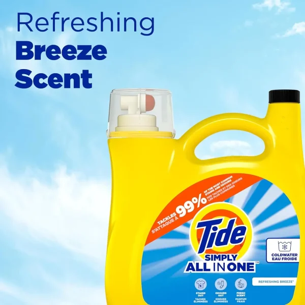 Tide Liquid Laundry Detergent – Refreshing Breeze Scent, 168 oz (128 Loads)
