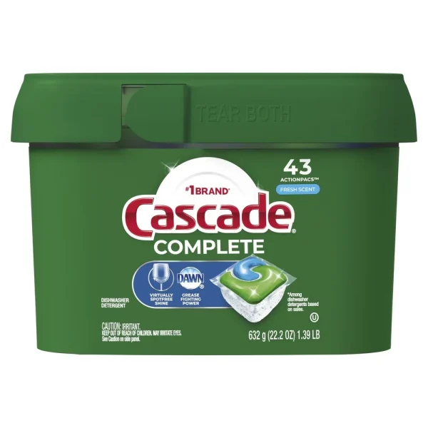 Cascade Dishwasher Pods – Fresh Scent, 43 Count Dishwashing Detergent Pacs