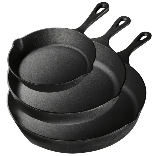 3-Piece Cast Iron Skillet Set – Pre-Seasoned (6”, 8”, 10”)
