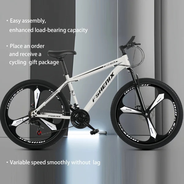 Adult mountain bike, 24-inch and 26-inch, shock-absorbing, 21-speed off-road bike.